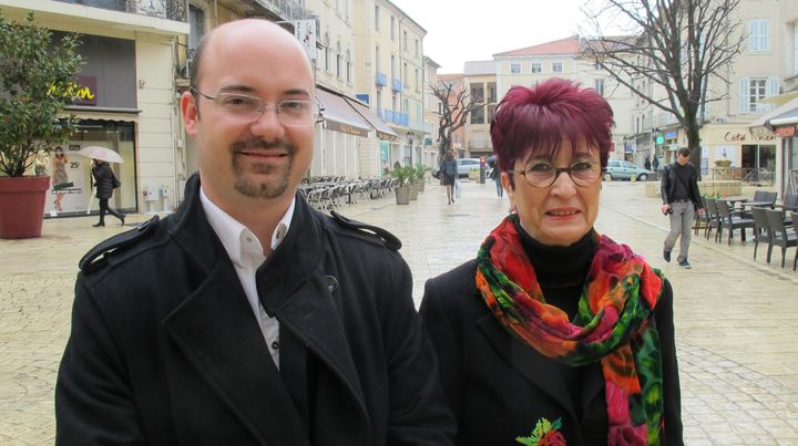 Yann Bompard et Marie-Th&eacute;r&egrave;se Galmard, qui portaient les couleurs de la Ligue du Sud dans le canton d'Orange (Vaucluse), l'ont emport&eacute; de justesse. (ILAN CARO / FRANCETV INFO)