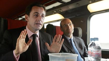 Nicolas Sarkozy et Eric Woerth, en f&eacute;vrier 2007. (DOMINIQUE FAGET / AFP)