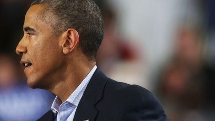 Le pr&eacute;sident des Etats-Unis Barack Obama lors d'un meeting de soutien au D&eacute;mocrate Dan Malloy, dans le Connecticut, le 2 novembre 2014. (SPENCER PLATT / GETTY IMAGES NORTH AMERICA / AFP)