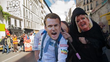 Dans le cortège de la manifestation du 1er mai 2017, à Paris. (BERTRAND LANGLOIS / AFP)