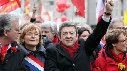 Pierre Laurent, Marie-George Buffet et Jean-Luc Mélenchon (KENZO TRIBOUILLARD / AFP)