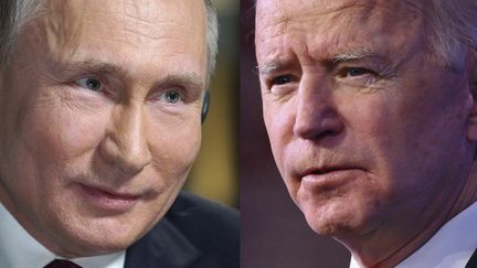 Le président russe Vladimir Poutine et son homologue américain, Joe Biden. (ANGELA WEISS / AFP)