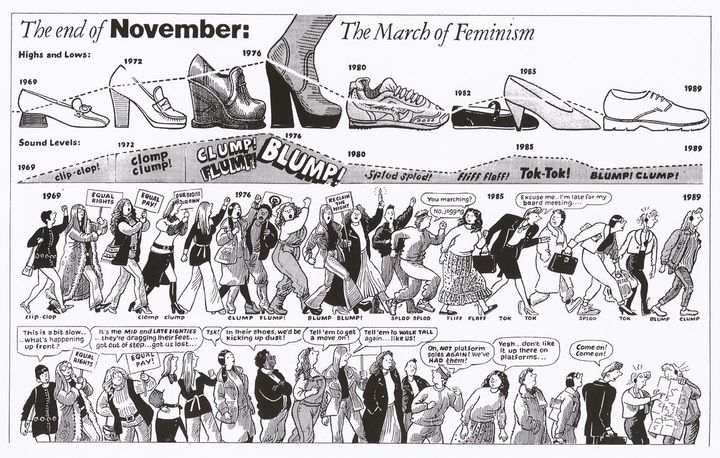 "March of Feminism" ("La marche du féminisme"), The Guardian,1989. (POSY SIMMONDS)