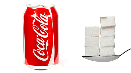 Une canette de 33 cl de Coca Cola contient 35 g de sucre, soit 7 morceaux. ( DR )