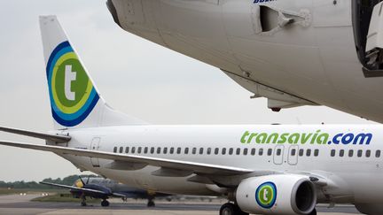 Des Boeing 737 de la compagnie n&eacute;erlandaise Transavia, &agrave; l'a&eacute;roport de Maastricht, en 2009. (LEX VAN LIESHOUT / ANP)