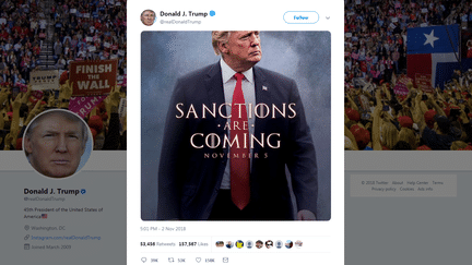 Le tweet de Donald Trump, détournant les codes de la série "Game of Thrones", le 2 novembre 2018. (TWITTER / FRANCEINFO)