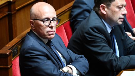 Le patron des LR, Éric Ciotti, le 12 juin 2023 à l'Assemblée nationale. (BERTRAND GUAY / AFP)