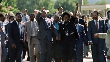 Nelson Mandela, à sa sortie de prison, le 11 février 1990
 ( AFP/ALEXANDER JOE)