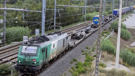 Un train de fret circulant en Occitanie en 2022 (photo d'illustration). (GUILLAUME BONNEFONT / MAXPPP)