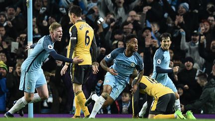 La joie de Raheem Sterling pour Manchester City (OLI SCARFF / AFP)