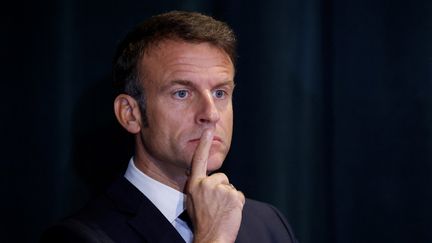 Le président de la République, Emmanuel Macron, en octobre 2023. (LUDOVIC MARIN / AFP)