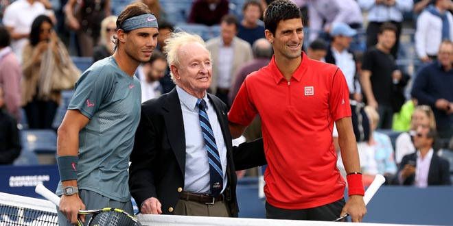 Rafael Nadal, Rod Laver et Novak Djokovic à l'US Open 2013