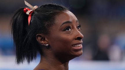 Simone Biles renoue avec la compétition après son retrait aux Jeux de Tokyo, en 2021. (RICHARD ELLIS / MAXPPP)