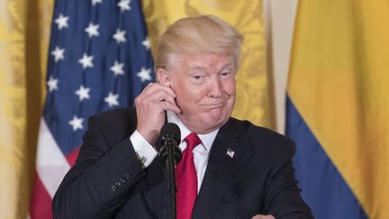 Donald Trump lors d'une conférence de presse à la Maison-Blanche à Washington (USA), le 18 mai 2017. (MICHAEL REYNOLDS / EPA)