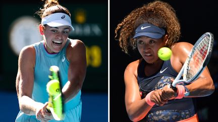 Jennifer Brady et Naomi Osaka, les deux finalistes du tournoi dames de l'Open d'Australie 2021 (PAUL CROCK,DAVID GRAY / AFP)