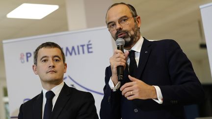 Le Premier ministre Édouard Philippe et le ministre des&nbsp;Comptes et de l'Action publique, Gérald Darmanin, candidats au Havre&nbsp;et à Tourcoing, ici à Paris, le 15 novembre 2019. (THOMAS SAMSON / AFP)