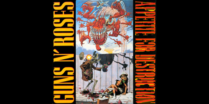 Couverture de &quot;Appetite for destruction&quot;, Guns&#039;N&#039;Roses
 (Geffen Records)