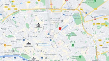 Des mortiers d'artifice ont été tirés non loin de la place Stalingrad, dans le 19e arrondissement de Paris, dans la nuit du 1er au 2 mai 2021. (GOOGLE MAPS)