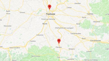 Péages de Toulouse Nord (Haute-Garonne) et Pamiers (Ariège). (GOOGLE MAPS)