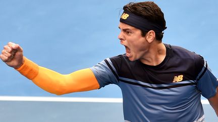 &nbsp; (Milos Raonic, vainqueur de Gaël Monfils, en quarts de finale de l'Open d'Australie © maxPPP)