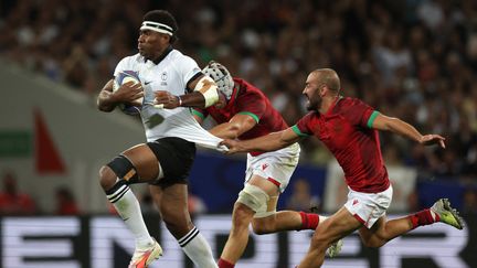 Le Fidjien Vinaya Habosi face au Portugal, le 8 octobre 2023 à Toulouse. (VALENTINE CHAPUIS / AFP)