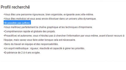 &nbsp; (L'annonce a été retirée suite au signalement des internautes. © Capture d'écran Graphic-Jobs.com)