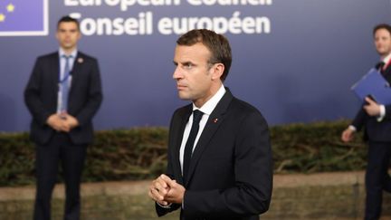 Emmanuel Macron, au Conseil européen, à Bruxelles, le 29 juin 2018. (LUDOVIC MARIN / AFP)