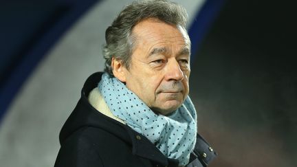 Michel Denisot à Créteil le 17 février 2017, à l'occasion d'un match de football entre l'US Créteil et le club de Châteauroux&nbsp; (ANTHONY MASSARDI / MAXPPP)