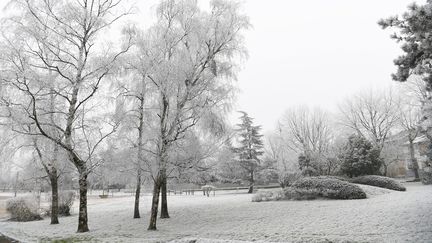 De la "neige industrielle" à la Verpillière (Isère) en janvier 2022. (MOURAD ALLILI / MAXPPP)