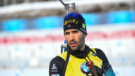 Martin Fourcade&nbsp;avant une compétition de poursuite masculine de biathlon à Kontiolahti en Finlande, le 14 mars 2020. Photo d'illustration. (KIMMO BRANDT / COMPIC / MAXPPP)