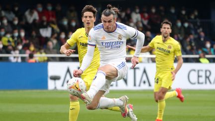 Le joueur du Real Madrid Gareth Bale face à Villareal, le 12 février 2022. (JOSE JORDAN / AFP)