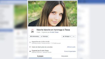 La&nbsp;marche blanche en hommage à Tessa a lieu, samedi 26 janvier, à Saint-Julien-de-Concelles (Loire-Atlantique). (CAPTURE ECRAN FACEBOOK)