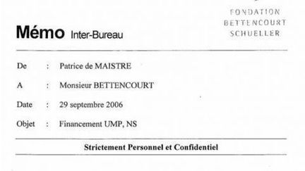 Le début du mémo de Patrice de Maistre adressé à M.Bettencourt, publié le 13 juillet par nouvelobs.com (DR)