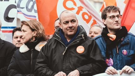 Sur France Bleu Loire Océan, Laurent Berger, le secrétaire général de la CFDT, observe dans les rangs des militants "une sorte d'incompréhension, de malaise et de colère qui commence à monter". (SAMUEL BOIVIN / NURPHOTO)