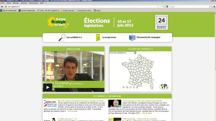 Vue de la page d'accueil du site EELV. (FTV)