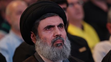 Le chef du Conseil exécutif du Hezbollah, Hashem Safieddine, lors d'une cérémonie dans la banlieue sud de Beyrouth (Liban), le 24 mai 2024. (ANWAR AMRO / AFP)