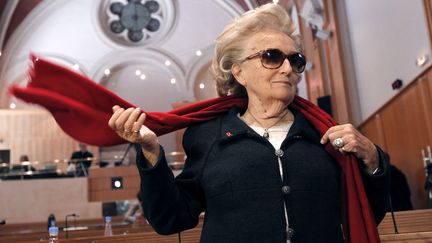 Bernadette Chirac lors de son arriv&eacute;e au conseil g&eacute;n&eacute;ral de Corr&egrave;ze, le 23 mars 2012, &agrave; Tulle. (PATRICK KOVARIK / AFP)