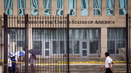 Photo de l'ambassade américaine à La Havane, à Cuba, le 29 septembre 2017. (ADALBERTO ROQUE / AFP)