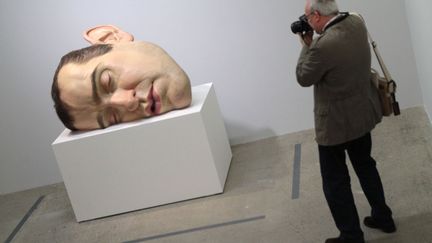 Lors du vernissage de l'exposition "Ron Mueck", &agrave; la Fondation Cartier, &agrave; Paris, le 15 avril 2013. (ELODIE DROUARD)