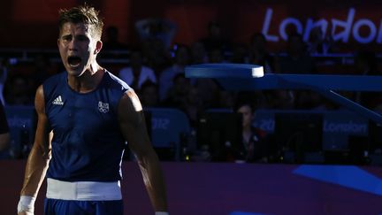 Le 7 ao&ucirc;t, Alexis Vastine r&eacute;agit apr&egrave;s l'annonce de la victoire de son adversaire l'Ukrainien&nbsp;Taras Shelestyuk lors des JO de Londres, une erreur selon lui.&nbsp; (JACK GUEZ / AFP)