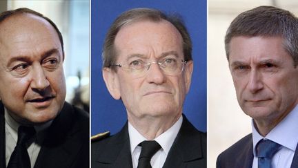 De gauche &agrave; droite :&nbsp;Bernard Squarcini, ex-directeur de la Direction centrale du renseignement int&eacute;rieur,&nbsp;Michel Gaudin, ex-pr&eacute;fet de police de Paris, et&nbsp;Fr&eacute;d&eacute;ric P&eacute;chenard, ancien directeur g&eacute;n&eacute;ral de la police nationale. (AFP)