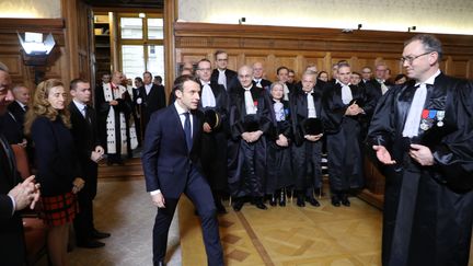 Emmanuel Macron lors de&nbsp;l'audience solennelle de rentrée de la Cour des comptes, lundi 22 janvier 2018.&nbsp; (AFP)