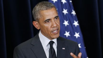 Le pr&eacute;sident des Etats-Unis, Barack Obama, lors d'une conf&eacute;rence de presse, &agrave; la fin du sommet du G7, &agrave; Bruxelles (Belgique), le 5 juin 2014. (DURSUN AYDEMIR / ANADOLU AGENCY / AFP)