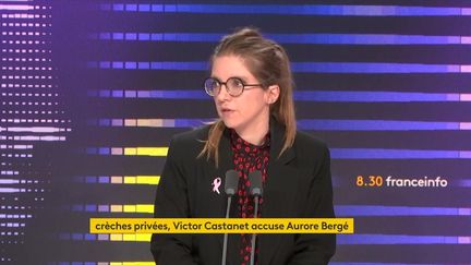 Aurore Bergé, députée Ensemble pour la République des Yvelines, ancienne ministre chargée de l'Égalité entre les femmes et les hommes, mardi 1er octobre 2024 sur franceinfo. (FRANCEINFO / RADIO FRANCE)