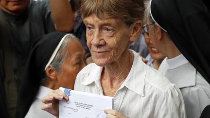 Sœur Patricia Fox à Manille (Philippines), le 25 mai. La religieuse australienne est sous e coup d'un arrêté d'expulsion. (FRANCIS R. MALASIG / EPA / MAXPPP)