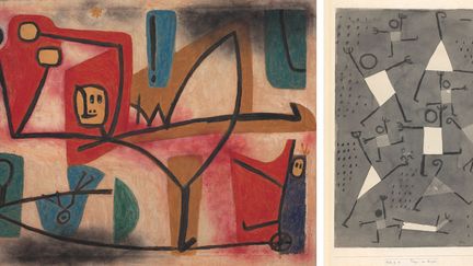 Paul Klee, A droite : "Ubermut" (Exubérance), 1939, Zentrum Paul Klee, Berne - A gauche : "Tänze vor Angst" (Danses sous l'empire de la peur), 1938, Zentrum Paul Klee, Berne
 (Zentrum Paul Klee, Berne)