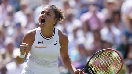 Jasmine Paolini face à Donna Vekic, en demi-finale de Wimbledon, le 11 juillet 2024. (ALBERTO PEZZALI / SIPA)