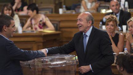 Gérard Collomb&nbsp;lors de l'élection du maire de Lyon&nbsp; le 17 juillet 2017. (ROMAIN LAFABREGUE / AFP)