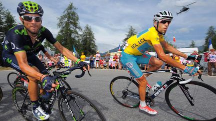 L'Espagnol Alejandro Valverde et l'Italien Vincenzo Nibali, les deux premiers du classement général