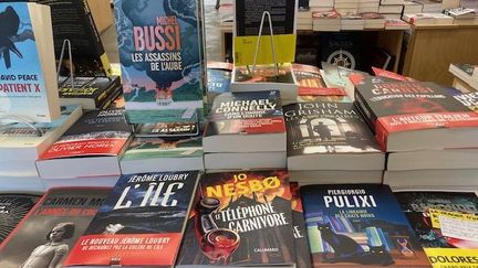 Rayon polars et thrillers de la librairie Le Merle moqueur à Paris, 13 octobre 2024. (Mohamed Berkani)